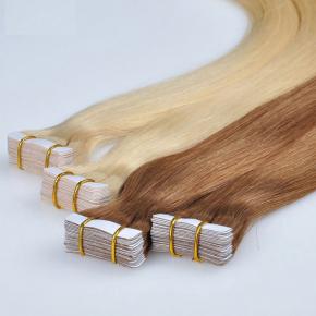 Wholesale invisible remy human tape hair extensions, double drawn tape in extensions