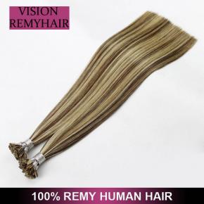 Piano color Double Drawn Brazilian Virgin Prebonded I Tip Hair 