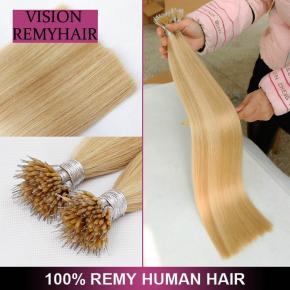 Highest Quality 100% Remy I -Tip With Italian Keratin Nano Ring Hair Extension