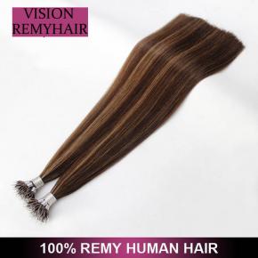 Real remy hair  Cold Fusion Nano Ring Tip Hair Extension 